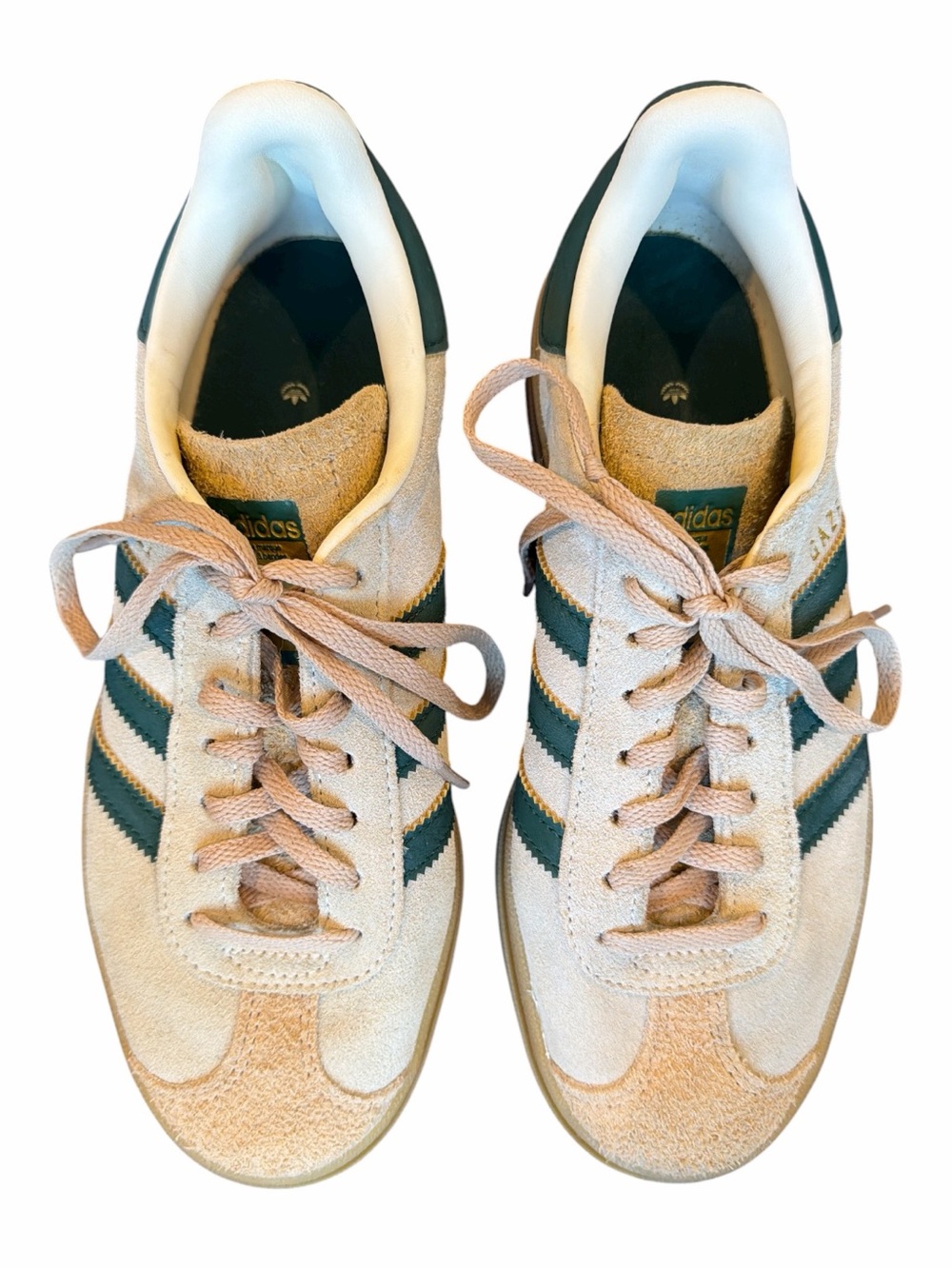 Adidas Gazelle Bold Green Off White Size 6 1/2 Suede Leather Gold Branding - Picture 7 of 14